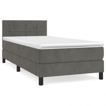 Boxspringbett mit Matratze Dunkelgrau 100x200 cm Samt