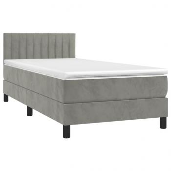 Boxspringbett mit Matratze Hellgrau 100x200 cm Samt