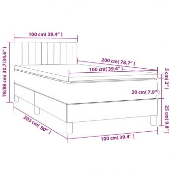 Boxspringbett mit Matratze Hellgrau 100x200 cm Samt