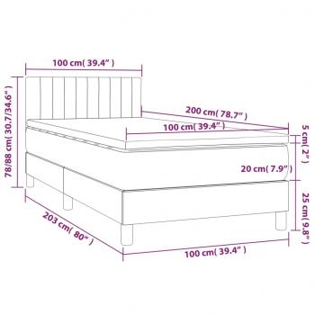 Boxspringbett mit Matratze Dunkelblau 100x200 cm Samt