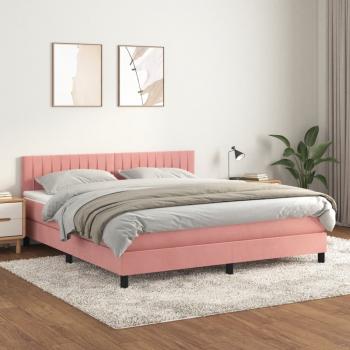 ARDEBO.de - Boxspringbett mit Matratze Rosa 160x200 cm Samt