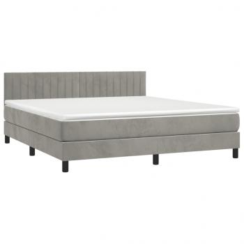 Boxspringbett mit Matratze Hellgrau 180x200 cm Samt