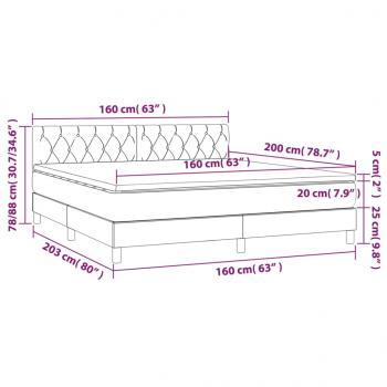 Boxspringbett mit Matratze Hellgrau 160x200 cm Samt