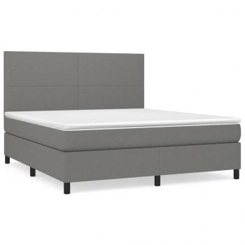 Boxspringbett mit Matratze Dunkelgrau 180x200 cm Stoff