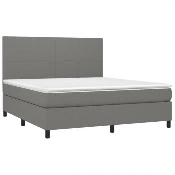 Boxspringbett mit Matratze Dunkelgrau 180x200 cm Stoff