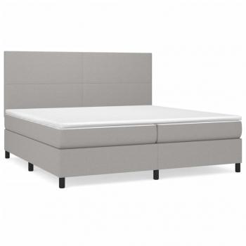 Boxspringbett mit Matratze Hellgrau 200x200 cm Stoff