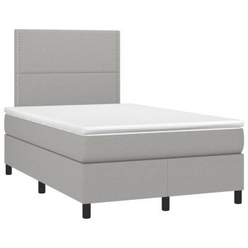 Boxspringbett mit Matratze Hellgrau 120x200 cm Stoff