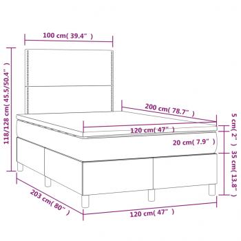 Boxspringbett mit Matratze Dunkelgrau 120x200 cm Stoff