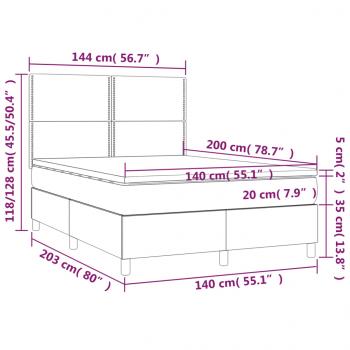 Boxspringbett mit Matratze Dunkelgrau 140x200 cm Stoff