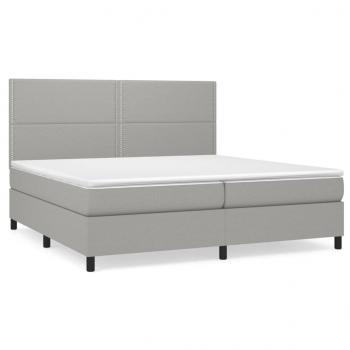 Boxspringbett mit Matratze Hellgrau 200x200 cm Stoff