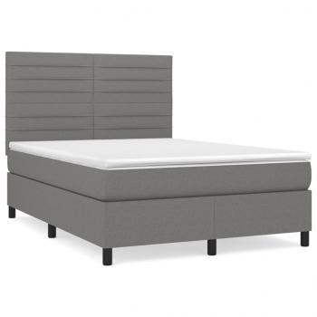 Boxspringbett mit Matratze Dunkelgrau 140x190 cm Stoff