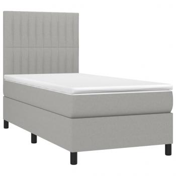 Boxspringbett mit Matratze Hellgrau 90x190 cm Stoff