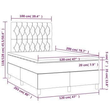 Boxspringbett mit Matratze Dunkelgrau 120x200 cm Stoff