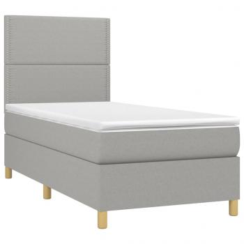 Boxspringbett mit Matratze Hellgrau 100x200 cm Stoff