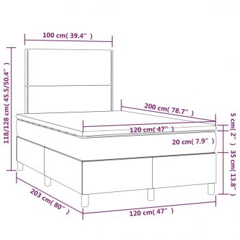 Boxspringbett mit Matratze Hellgrau 120x200 cm Stoff