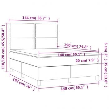 Boxspringbett mit Matratze Hellgrau 140x190 cm Stoff