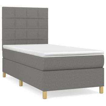 Boxspringbett mit Matratze Dunkelgrau 80x200 cm Stoff