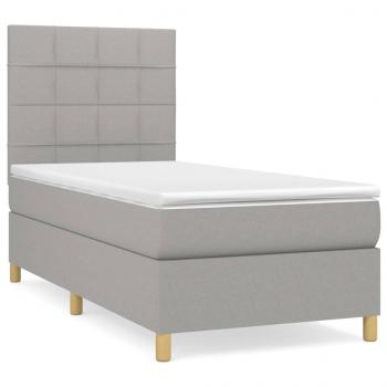 Boxspringbett mit Matratze Hellgrau 90x190 cm Stoff