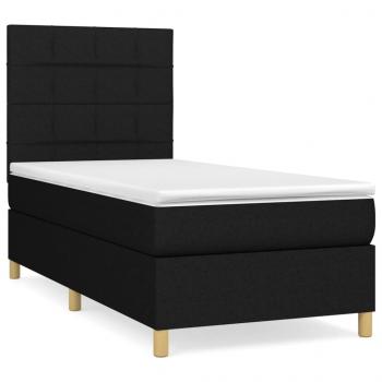 Boxspringbett mit Matratze Schwarz 90x190 cm Stoff