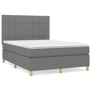 Boxspringbett mit Matratze Dunkelgrau 140x190 cm Stoff