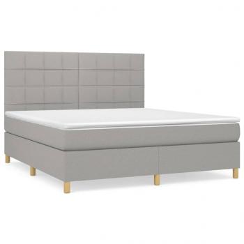 Boxspringbett mit Matratze Hellgrau 160x200 cm Stoff