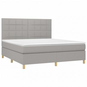 Boxspringbett mit Matratze Hellgrau 180x200 cm Stoff