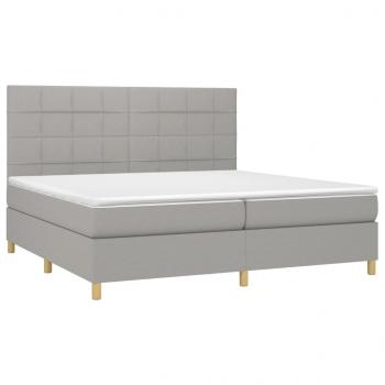 Boxspringbett mit Matratze Hellgrau 200x200 cm Stoff