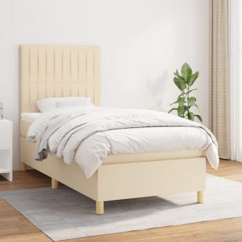 ARDEBO.de - Boxspringbett mit Matratze Creme 90x190 cm Stoff