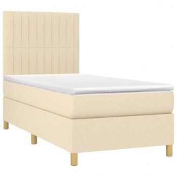 Boxspringbett mit Matratze Creme 90x190 cm Stoff