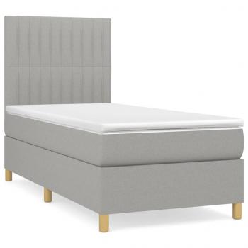 Boxspringbett mit Matratze Hellgrau 90x200 cm Stoff