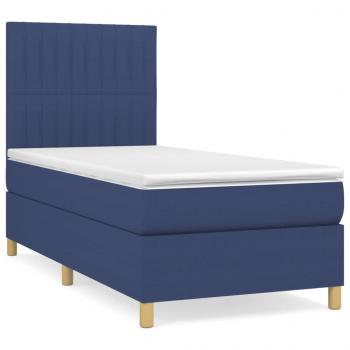 Boxspringbett mit Matratze Blau 90x200 cm Stoff