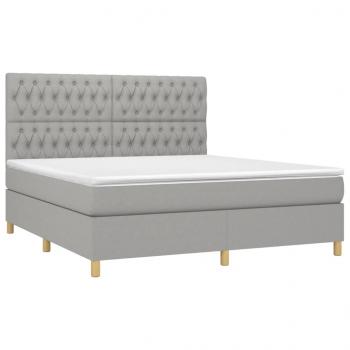 Boxspringbett mit Matratze Hellgrau 180x200 cm Stoff