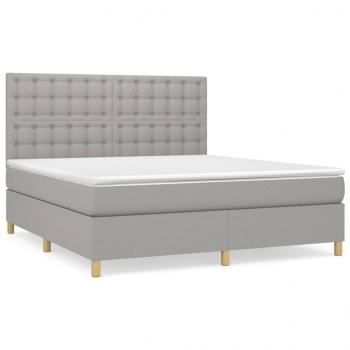 Boxspringbett mit Matratze Hellgrau 180x200 cm Stoff