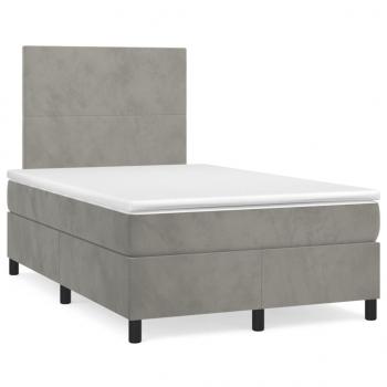 Boxspringbett mit Matratze Hellgrau 120x200 cm Samt