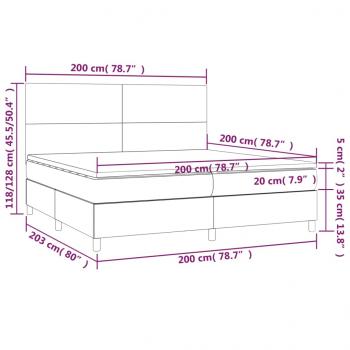 Boxspringbett mit Matratze Hellgrau 200x200 cm Samt