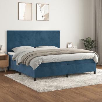 ARDEBO.de - Boxspringbett mit Matratze Dunkelblau 200x200 cm Samt