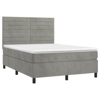 Boxspringbett mit Matratze Hellgrau 140x190 cm Samt