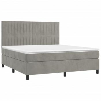 Boxspringbett mit Matratze Hellgrau 180x200 cm Samt