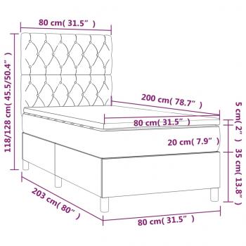 Boxspringbett mit Matratze Dunkelgrau 80x200 cm Samt