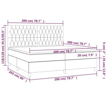 Boxspringbett mit Matratze Hellgrau 200x200 cm Samt