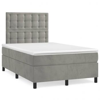 Boxspringbett mit Matratze Hellgrau 120x200 cm Samt