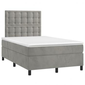 Boxspringbett mit Matratze Hellgrau 120x200 cm Samt