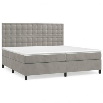 Boxspringbett mit Matratze Hellgrau 200x200 cm Samt