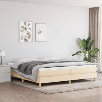 ARDEBO.de - Boxspringbett mit Matratze Creme 200x200 cm Stoff