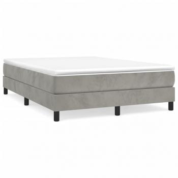 Boxspringbett mit Matratze Hellgrau 140x200 cm Samt