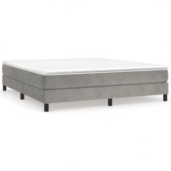 Boxspringbett mit Matratze Hellgrau 160x200 cm Samt