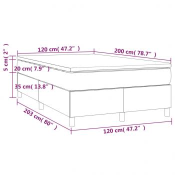 Boxspringbett mit Matratze Hellgrau 120x200 cm Stoff