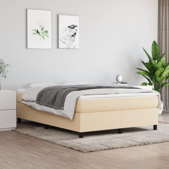 ARDEBO.de - Boxspringbett mit Matratze Creme 140x190 cm Stoff