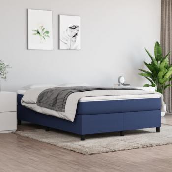 ARDEBO.de - Boxspringbett mit Matratze Blau 140x190 cm Stoff