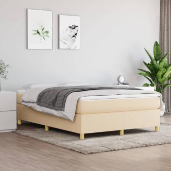 ARDEBO.de - Boxspringbett mit Matratze Creme 140x190 cm Stoff